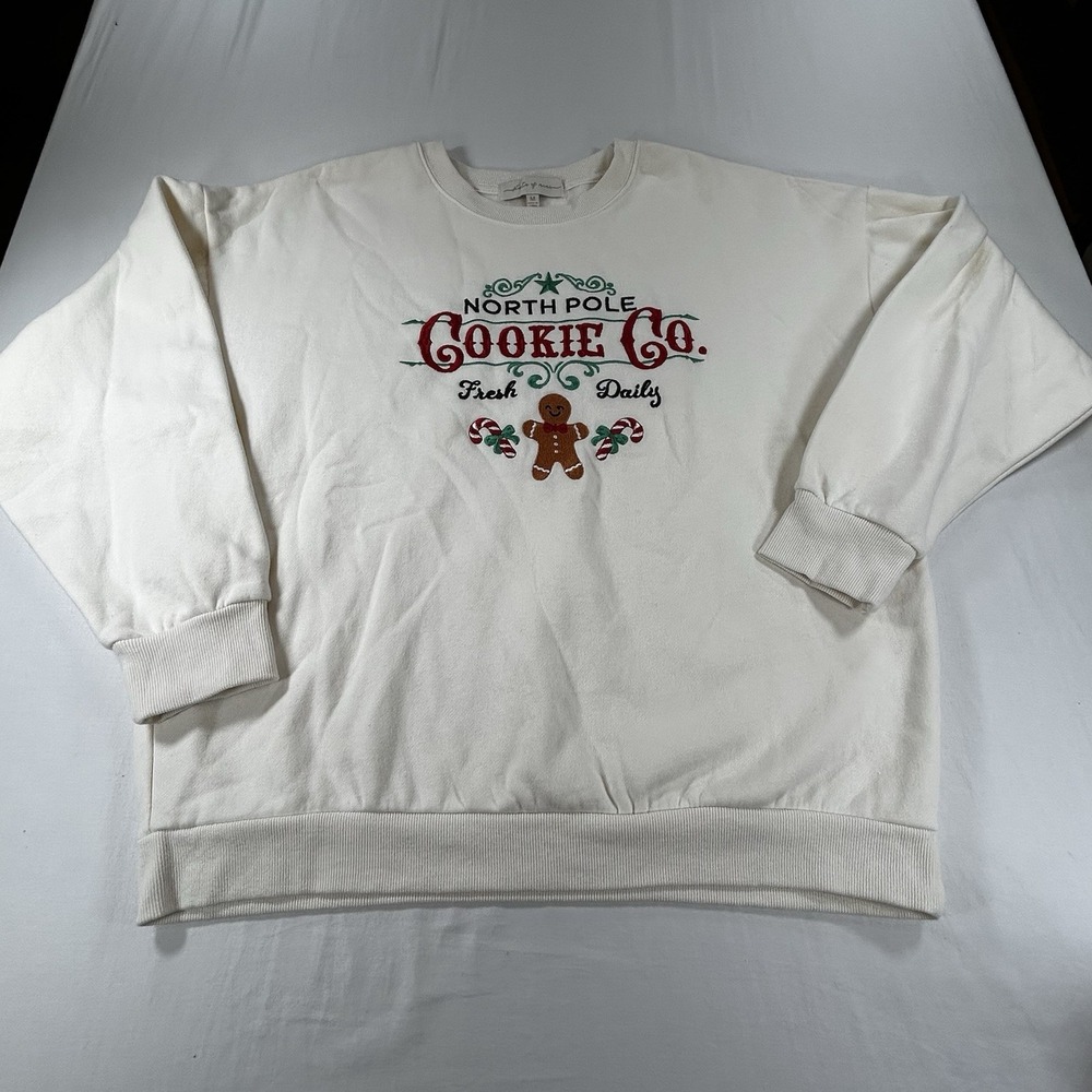State Of Mine Women's North Pole Cookie Co. Sweatshirt Size M Embroidered Soft